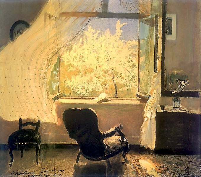 Wiosna (Spring), 1933 - Watercolor, ink, pastel on paper by Leon Wyczólkowski